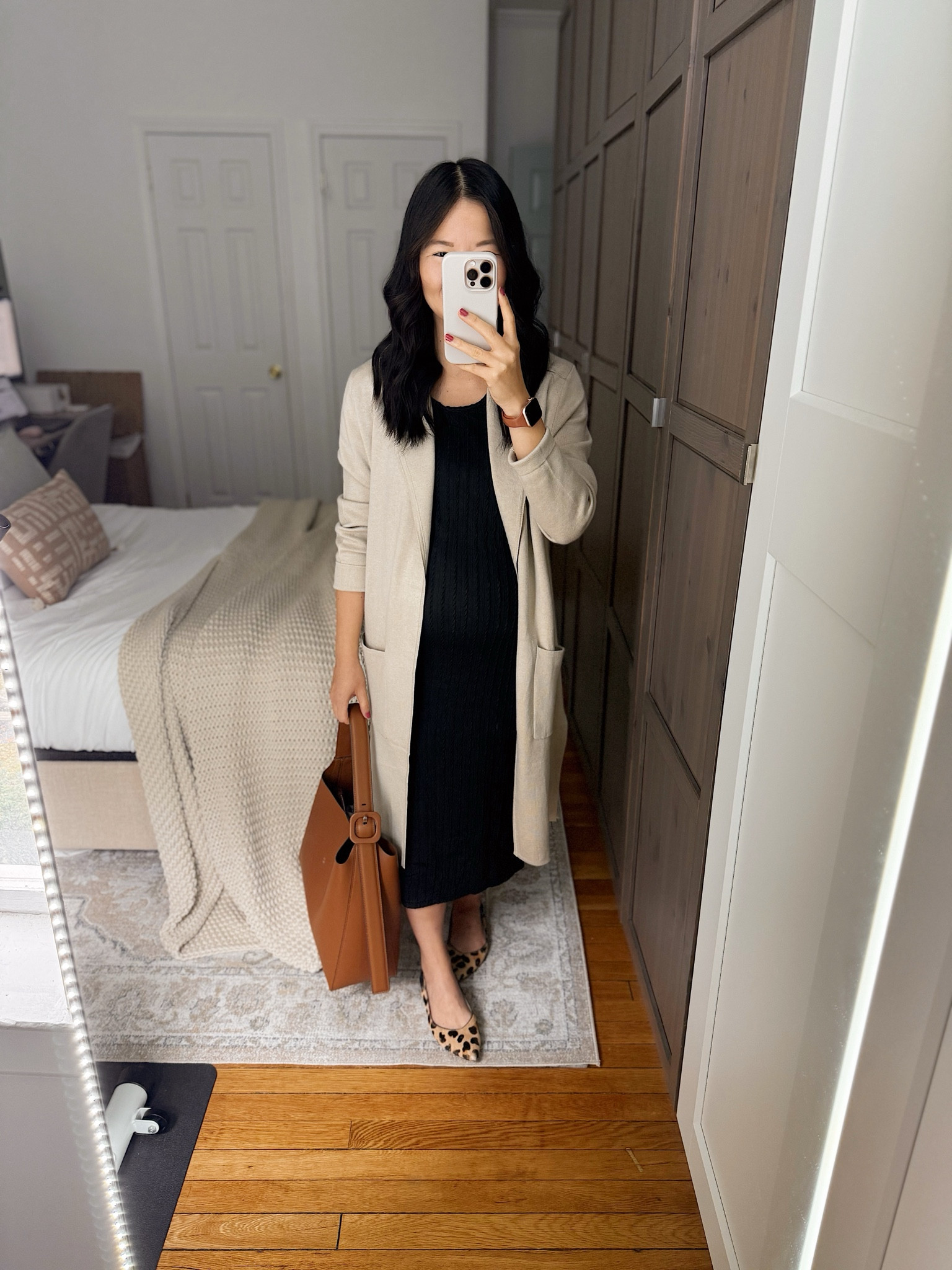 Beige sweater coat (S)
Black maternity dress (S)
Brown tote bag
Leopard flats
Neutral work outfit
Maternity worn outfit
Amazon dress
Black dress
Amazon fashion
25 weeks

#LTKxPrimeDay #LTKBump #LTKFindsUnder50