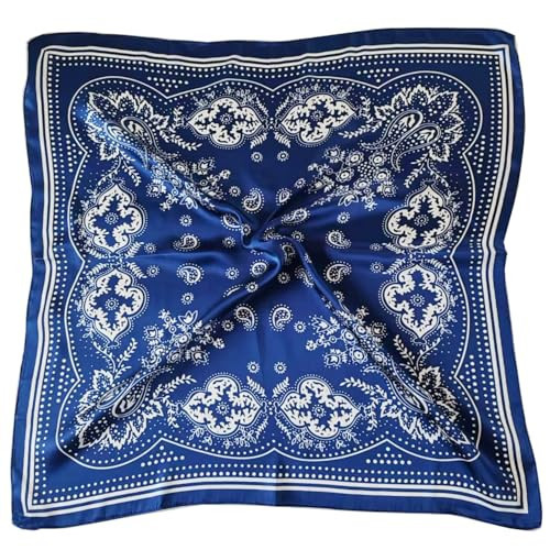 Satin Head Scarf Silk Like Hair Scarf 27" Head Scarves for Women Bandana Head Wraps for Women's Hair Purse Scarf Navy | Amazon (US)
