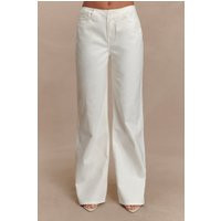 Caitlin Mid Rise Denim Flare Jeans - White | MESHKI US