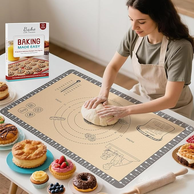 Silicone Baking Mat with 10 Quick Recipes, Extra Thick Silicone Mats for Baking, Non Stick Pastry... | Amazon (US)