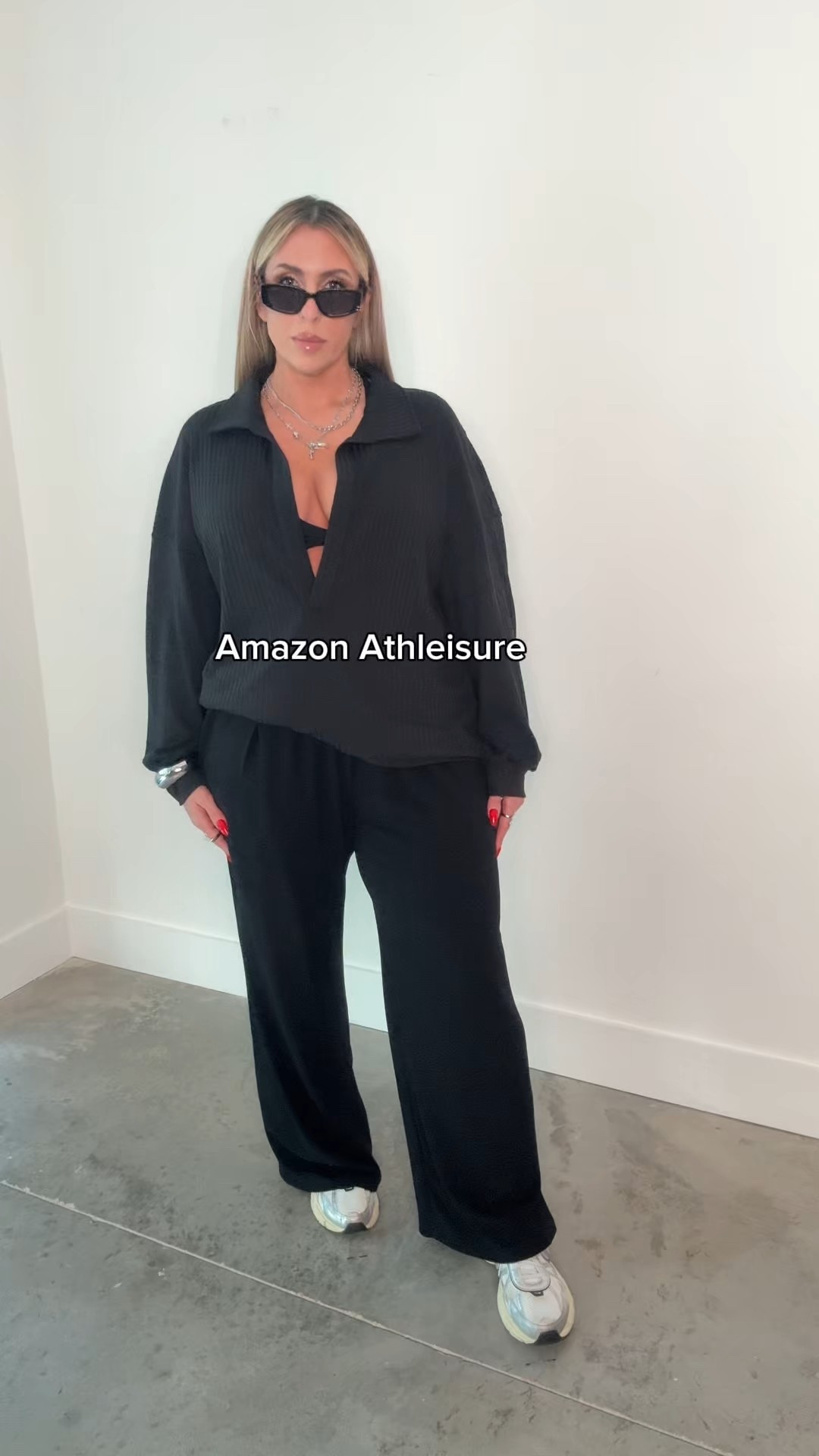 athleisure inspo

black deep v top sizes up to a XXL
black pants from the set linked size XL

black and tan off the shoulder tops size L
men’s wide leg brown/tan sweats XXL

bralettes size XXL or XL

brown jumpsuit XL

sheer leggings are from fashion nova ..￼ Search the site for a sheer high waisted power mesh legging size XL

grey / black hoodie XL
mesh tank L

the sweats (not wide leg) are KBB from Target size L (size down) 

#LTKootd #LTKMidsize
