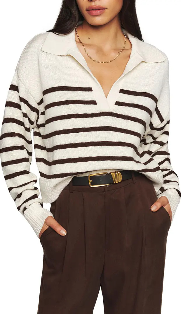 Francesco Stripe Organic Cotton Polo Sweater | Nordstrom