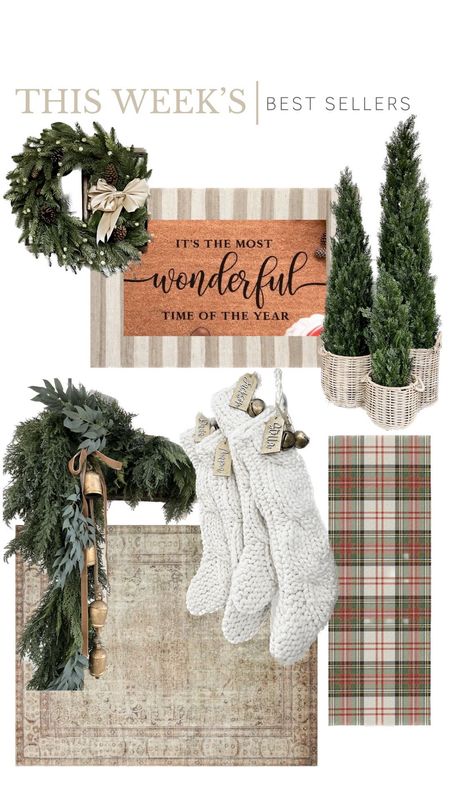This weeks best sellers! Home decor Christmas and holiday decor favorites! Faux artificial silk trees oversized large doormat jute scatter rug outdoor welcome mat wreaths jingle bells vintage gold antique bells garland mantle mantel softest ever area rug loloi Margot cloud pile tartan plaid runner kitchen and living room home accents 

#LTKHoliday #LTKhome #LTKSeasonal
