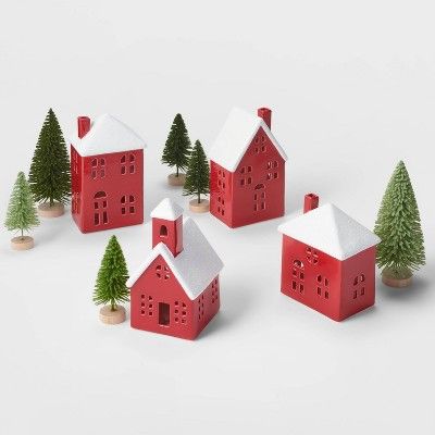 Red Ceramic Houses with Green Trees Kit - Wondershop™ | Target