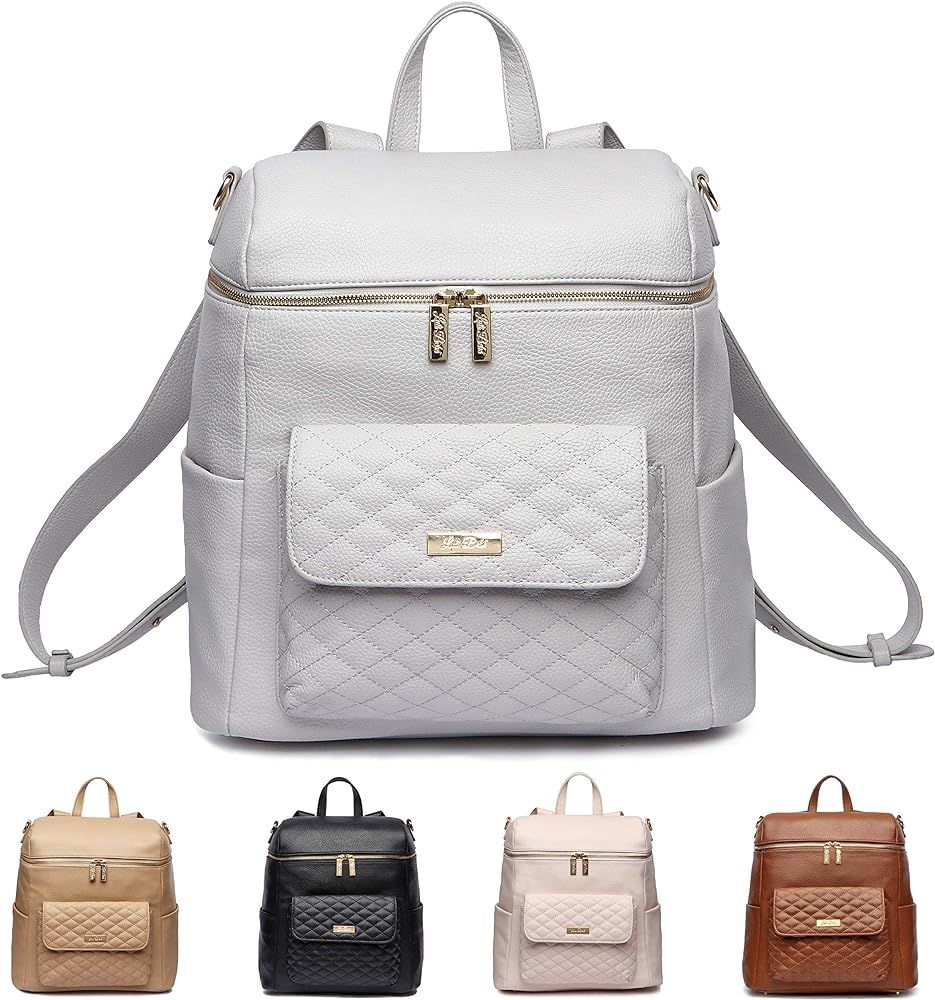 Monaco Large Diaper Bag Backpack by Luli Bebe - Designer Modern Vegan Leather Stylish Baby Backpa... | Amazon (US)