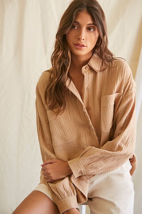 Cotton Gauze Button-Up Shirt | Forever 21 (US)