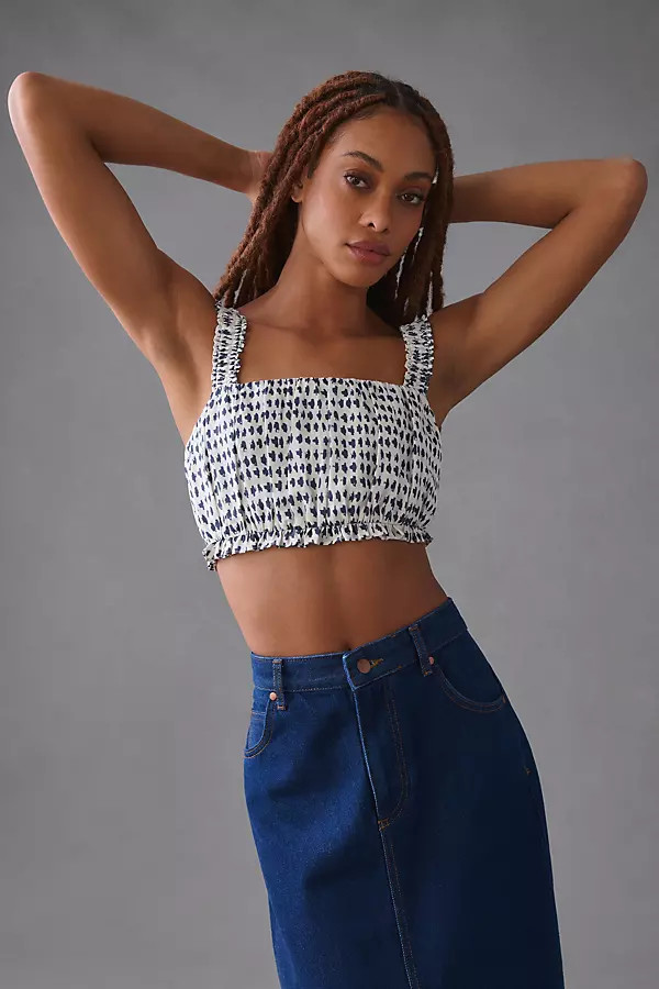 Sophie Rue Indy Ruched Crop Top By Sophie Rue in Blue Size S | Anthropologie (US)