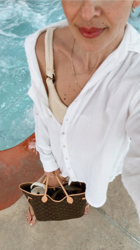 This gauzy beach/pool coverup is perfect for your resort trip, comfy loungewear, and more. Loving my bathing suit still this season, and this bow clip is perfect for days at the hot tub/gym when you don’t want to get your hair wet! 👙🎀 

#LTKfindsunder50 #LTKstyletip #LTKsalealert