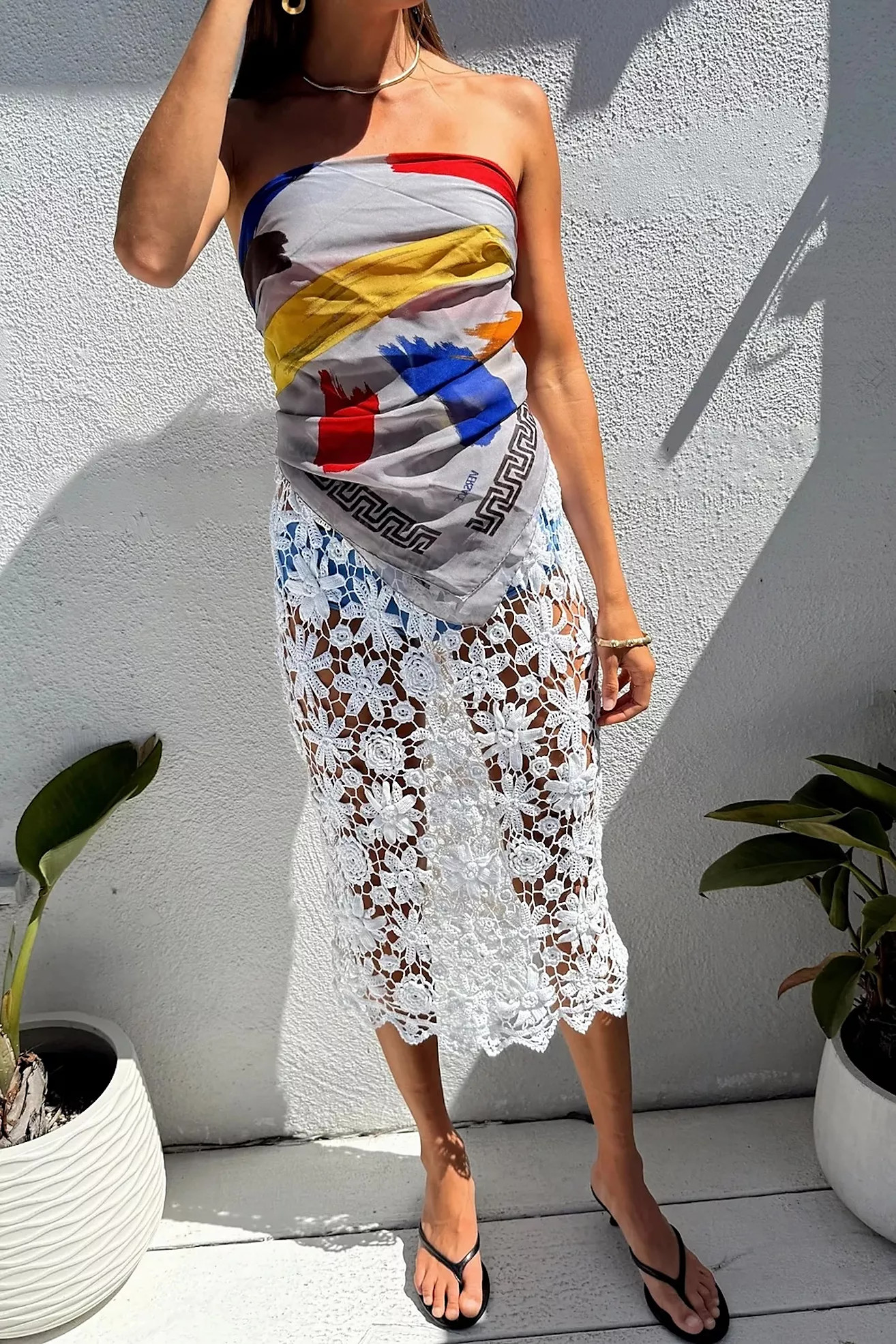 Floral Crochet Lace White Skirt Selected by Madly Vintage | Free People (Global - UK&FR Excluded)
