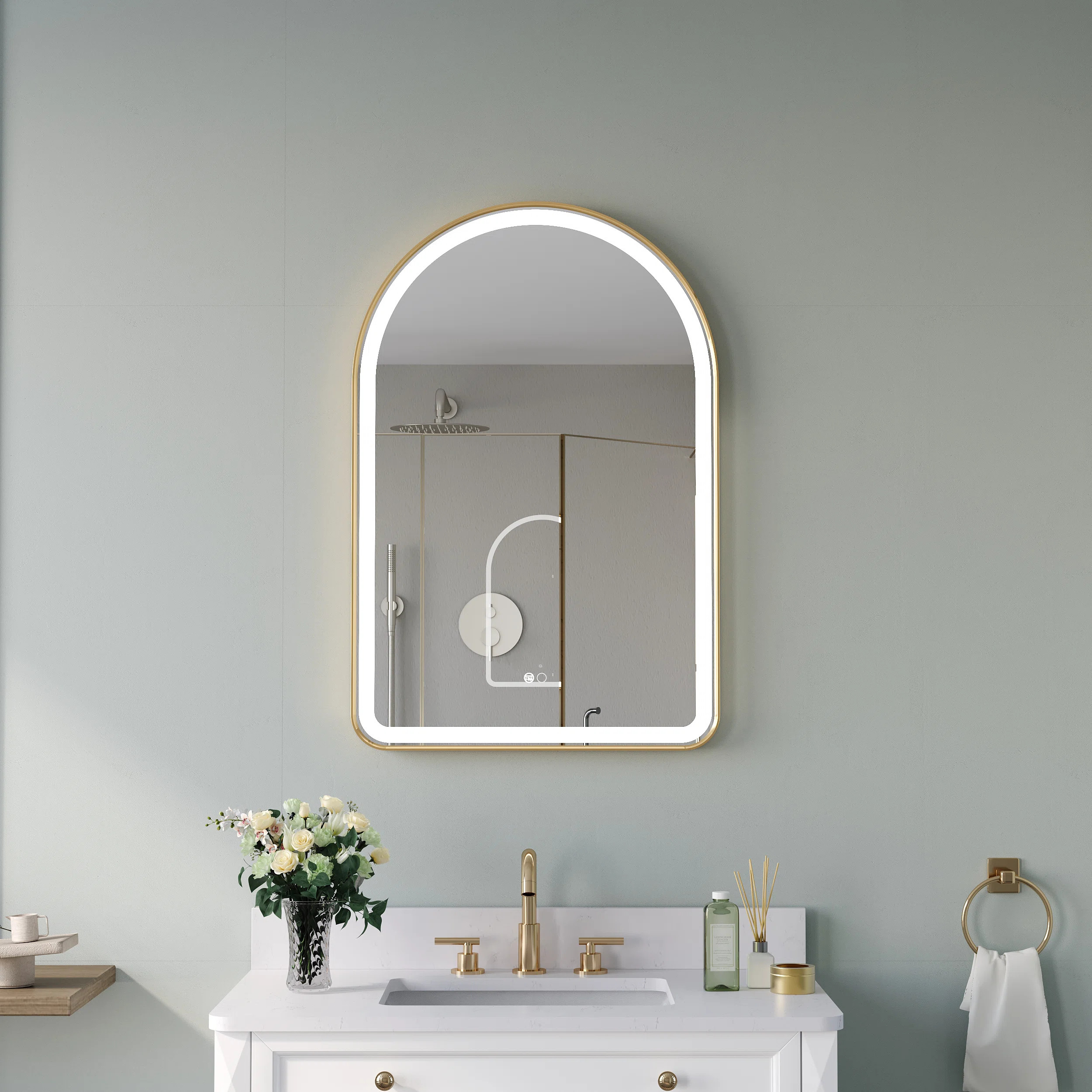 Wall Mounted Bathroom Framed LED Mirror With Memory Function | Wayfair North America