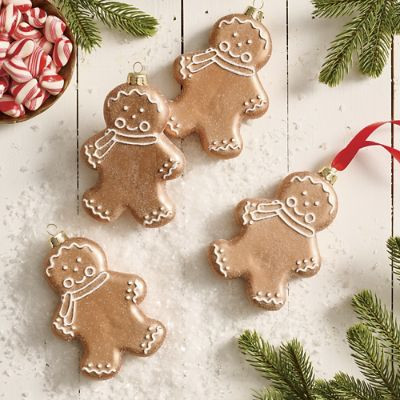 Gingerbread Men Ornaments, Set of Four | Grandin Road | Grandin Road