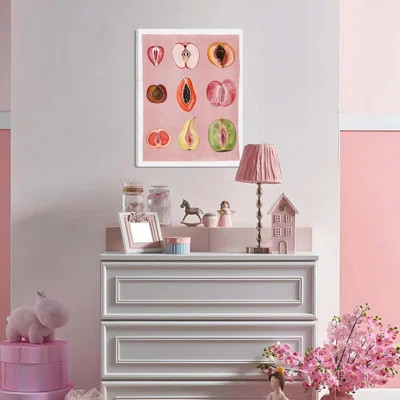 Funky Pink Fruit Canvas Wall Art, Food Fruity Sliced Posters Prints Painting, Preppy Body Positivity Picture Wall Decor For Kitchen Bedroom Living Roo | Wayfair North America