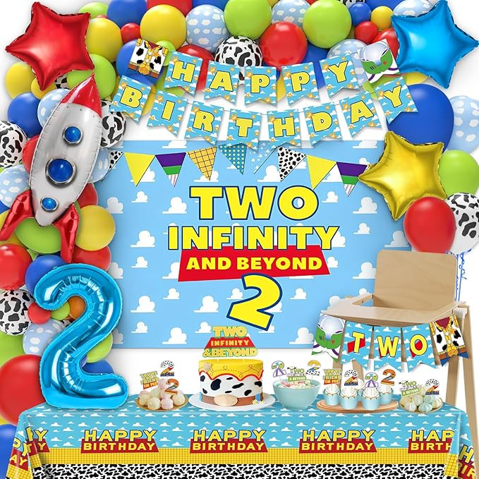Two Infinity and Beyond Birthday Decorations - 105 Pcs Toy Inspired Story 2nd Birthday Party Supp... | Amazon (US)