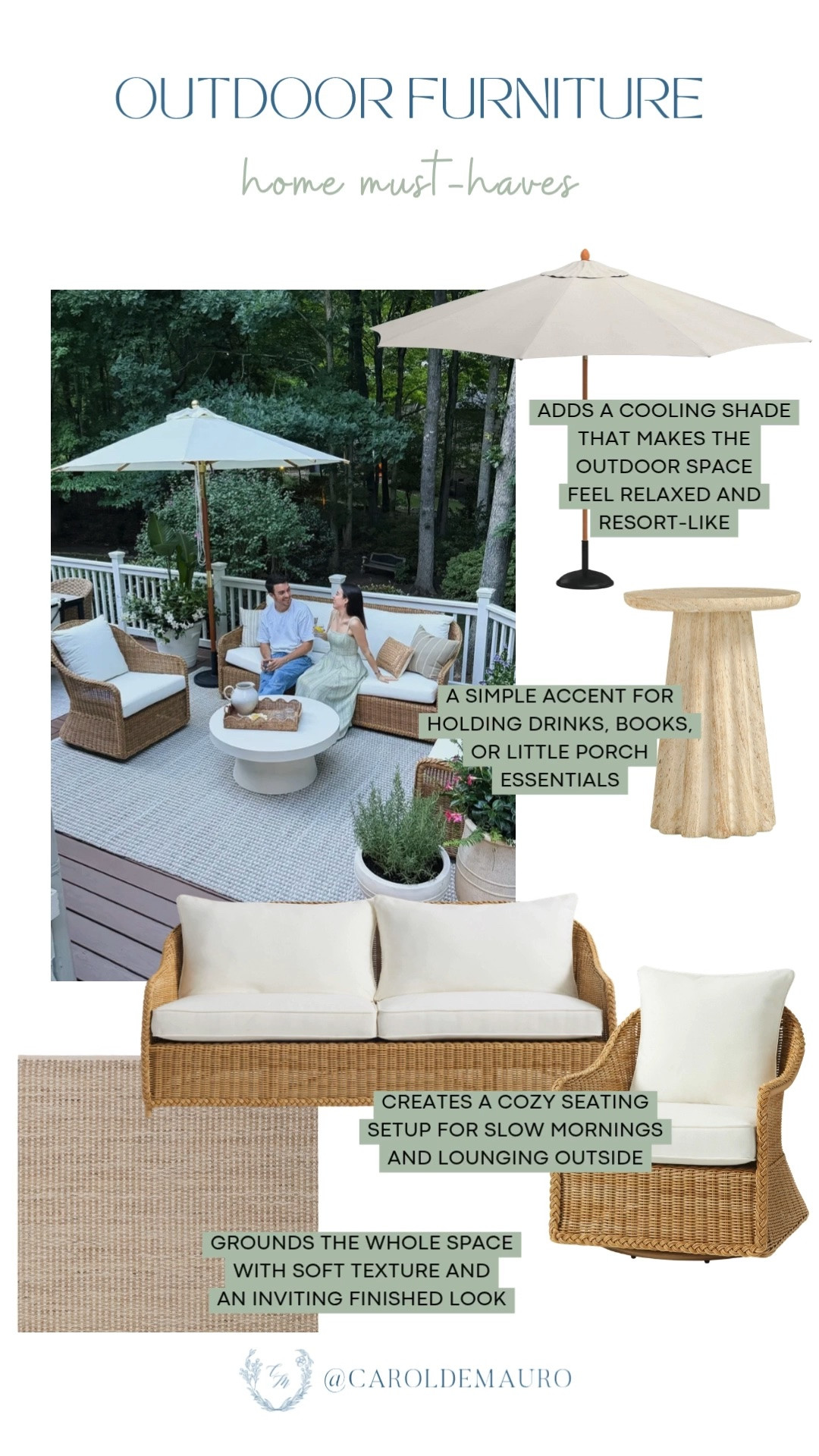 outdoor furniture, pottery barn, patio furniture, garden umbrella, backyard inspo, side table, rattan seating, outdoor rug, home inspo, home styling, neutral aesthetic

#LTKHome