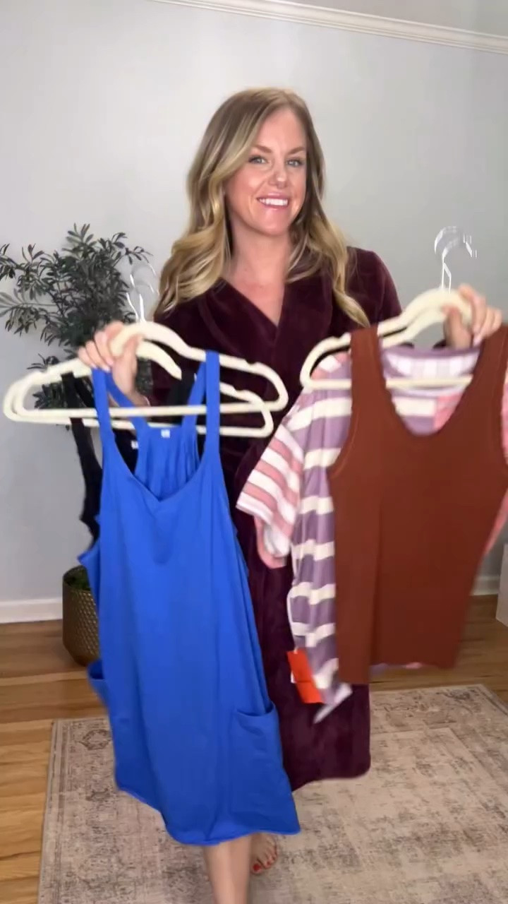 Amazon summer haul that looks like it came from free people! 👏☀️ size S in all. 

Found the cutest athletic dress with built-in shorts that totally gives Free People vibes, a fun striped tee that looks way more expensive than it is, and the prettiest knit tank with scallop details I’m obsessed with 😍

#amazonfashion #amazonsummerhaul #amazonfinds #summerstyle #casualsummeroutfits free people.  athletic-dress.  Amazon style.  summer-fashion.  everyday-style.  mom-style.  affordable-fashion.  Amazon must haves