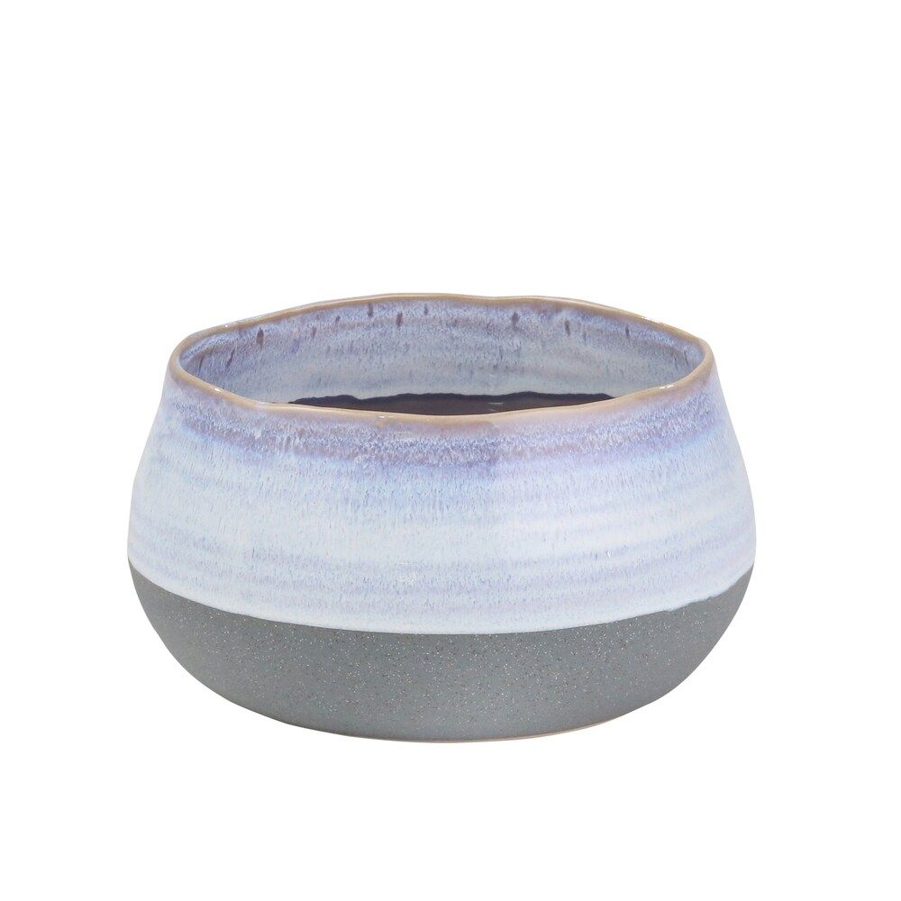 Ceramic 8" Planter, Blue Stripe (Planter Pot - Ceramic - Assembled - Blue - Modern & Contemporary -  | Bed Bath & Beyond