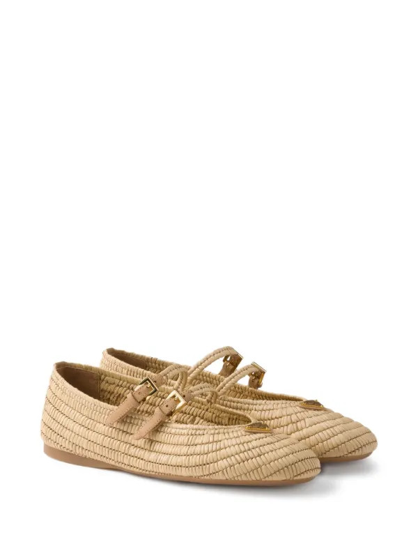 Prada Woven Ballerina Shoes | Neutrals | FARFETCH | Farfetch Global