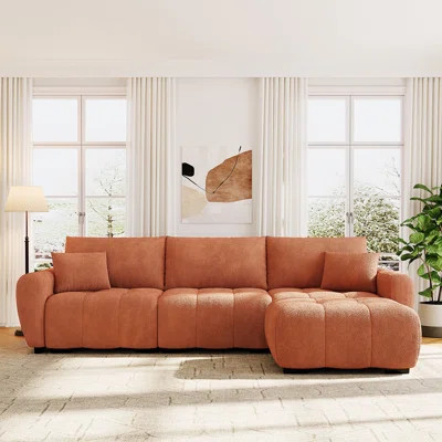 110" Modular Sectional Sofa, L Shape with Extra-large Seat, Pull-line Design, Movable Ottoman | Wayfair North America