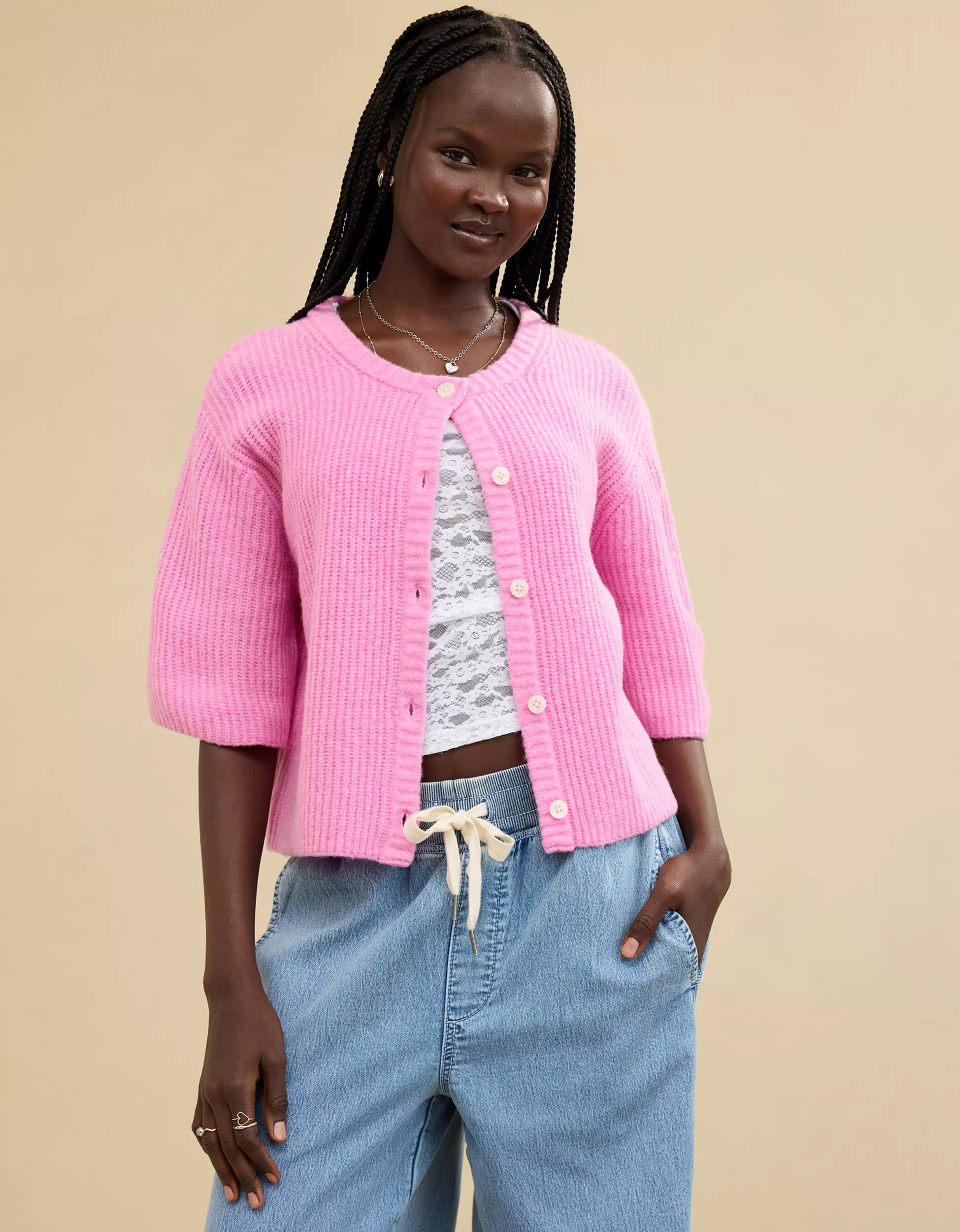 Aerie unREAL Short Sleeve Cardigan | Aerie