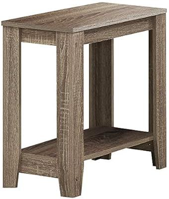 Monarch Specialties Accent End Side Lamp Table with Shelf, 24" x 12" x 22", Dark Taupe | Amazon (US)