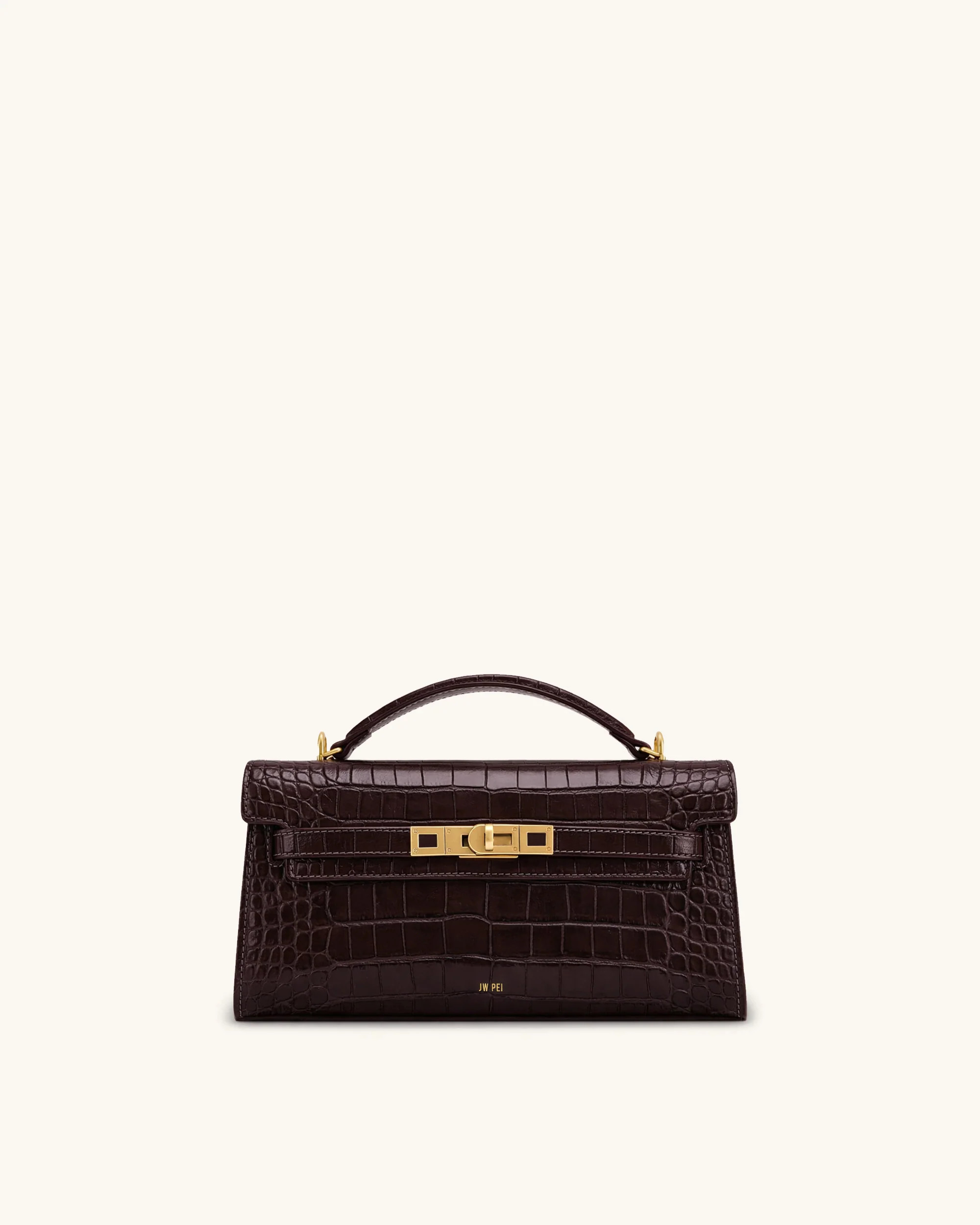 Noor Top Handle Bag - Dark Brown Croc | JW PEI US
