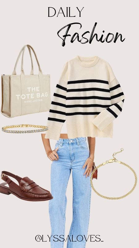 Daily outfit 
Pre fall 
Jeans
Sweater 
Tote bag
Loafers 


#LTKstyletip #LTKunder50 #LTKSeasonal