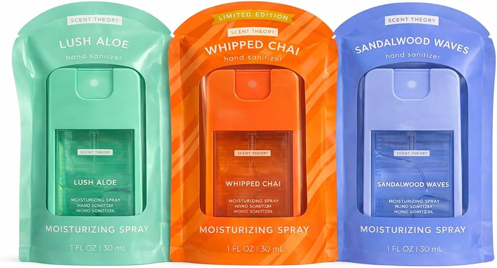 Scent Theory Hand Sanitizer Spray Moisturizing, 1 Fl Oz, Pack Of 3 (Lush Aloe) | Amazon (US)