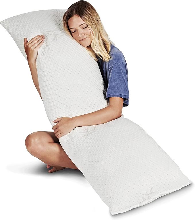 Amazon.com: Snuggle-Pedic Long Body Pillow for Adults - Big 20x54 Pregnancy Pillows w/ Shredded M... | Amazon (US)