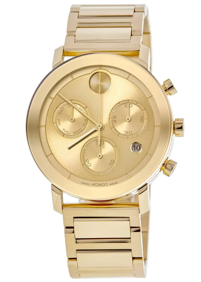 Movado Bold Evolution Quartz Chronograph Champagne Dial Yellow Gold Tone Steel Men's Watch 3600811 | Shop Simon