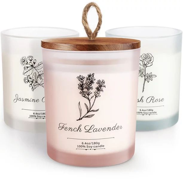 Candles for Home Scented, 3 Pack Scented Candles Lavender Rose Jasmine Bouquet Soy Candle 30-35 H... | Walmart (US)