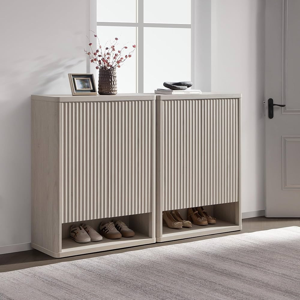 SICOTAS Shoe Cabinet 44" Tall Large Storage Organizer Cabinet Modern Shoe Rack with Doors & 4 She... | Amazon (US)