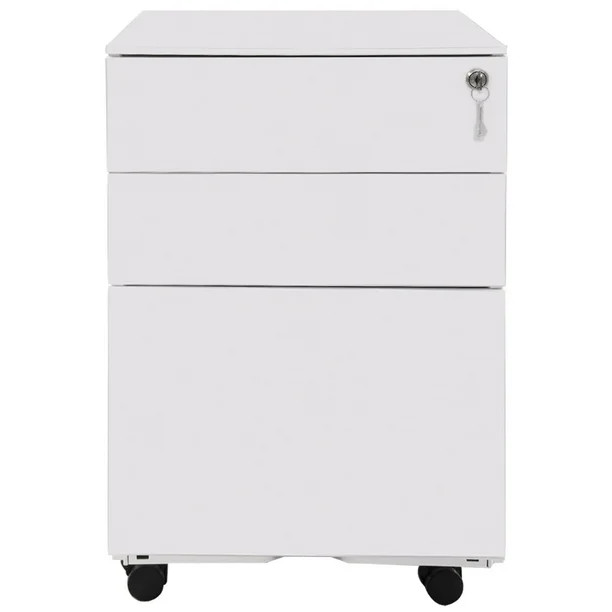 Mobile Lateral File Cabinet, Modern 3 Drawer Filing Cabinets, Metal File Cabinet With Wheels, Loc... | Walmart (US)