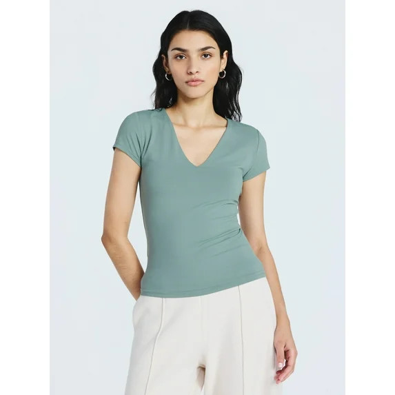 Scoop Women's and Women's Plus Ultimate Refined Contour V Neck Tee, Sizes XS-4X | Walmart (US)