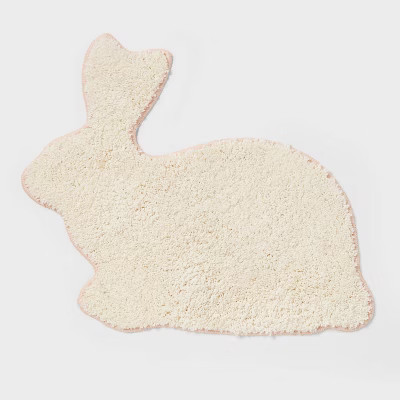 20"x24" Easter Bunny Shaped Non Slip Bath Rug White - Threshold™ | Target