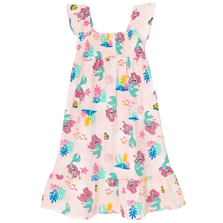 Disney Princess Ariel Little Mermaid Smocked Dress Toddler to Big Kid | Walmart (US)