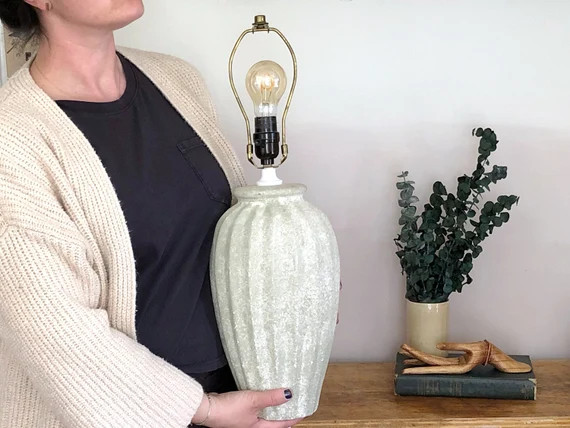 Vintage 90s Architectural Faux-stone Lamp With Ribbed Design | Etsy | Etsy (US)