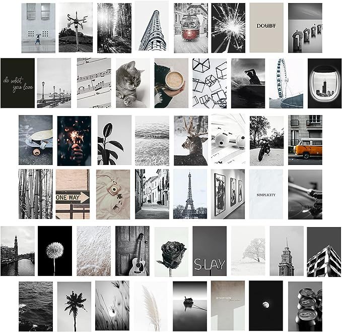 KOSKIMER Black White Wall Collage Kit Aesthetic Pictures, 50 Set 4x6 Inch,Black and White Poster,... | Amazon (US)