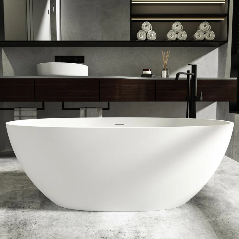 71" x 35.43" Freestanding Soaking Solid Surface Bathtub | Wayfair North America