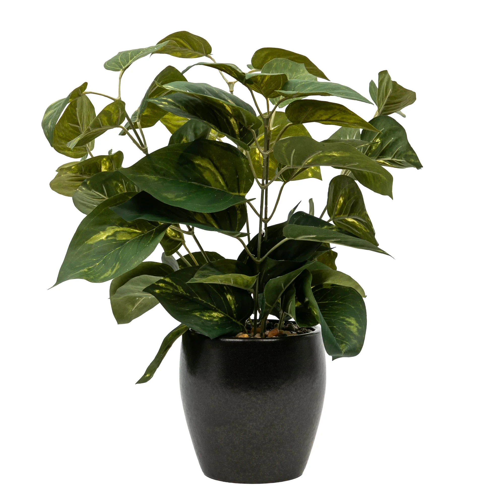 Better Homes & Gardens Artificial Dieffenbachia in Dark Brown Ceramic Planter, 12" | Walmart (US)