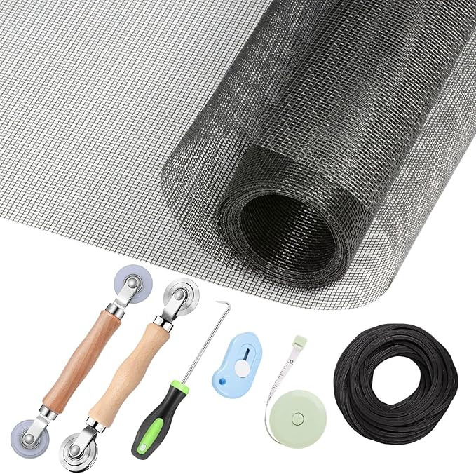 Window Screen Repair Kit - 59" x 106" Screen Door Replacement Fiberglass Screen Mesh with All Scr... | Amazon (US)