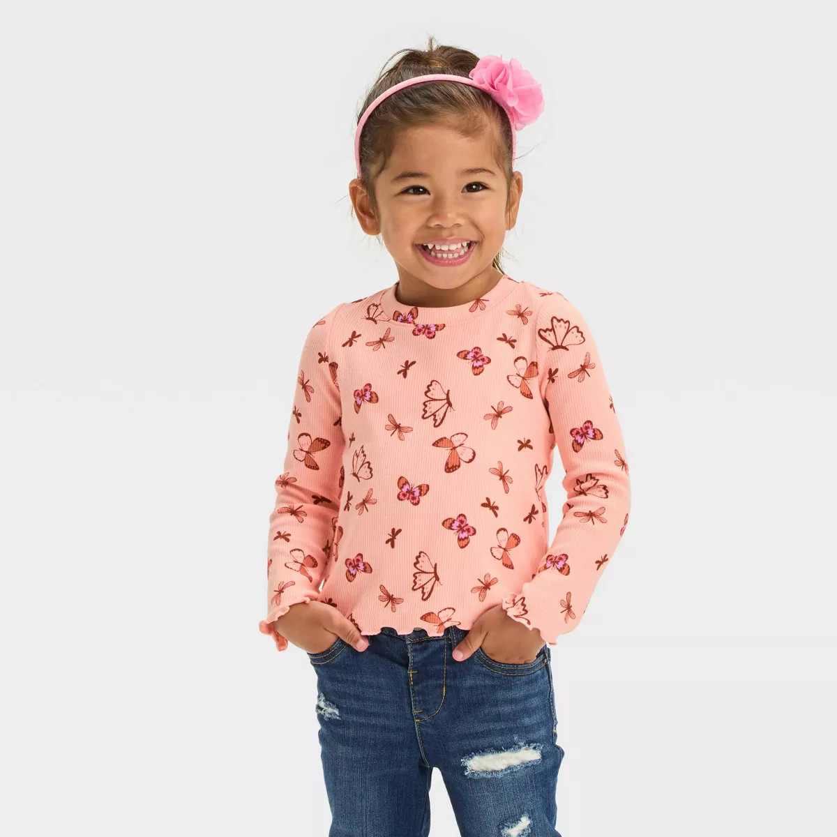 Toddler Girls' Rib Long Sleeve T-Shirt - Cat & Jack™ | Target