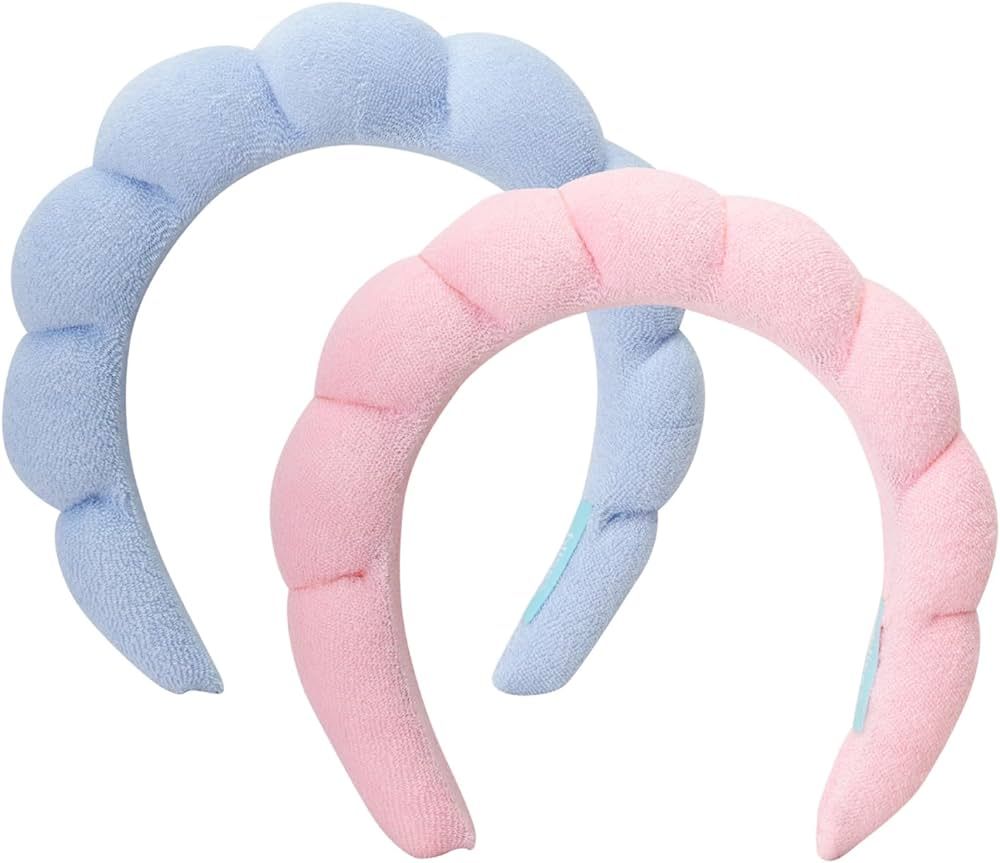 Bliss Women''s Spa Headband - 2 Pack Microfiber Makeup Bubble Headband - Puffy Hair Band for Wash... | Amazon (US)