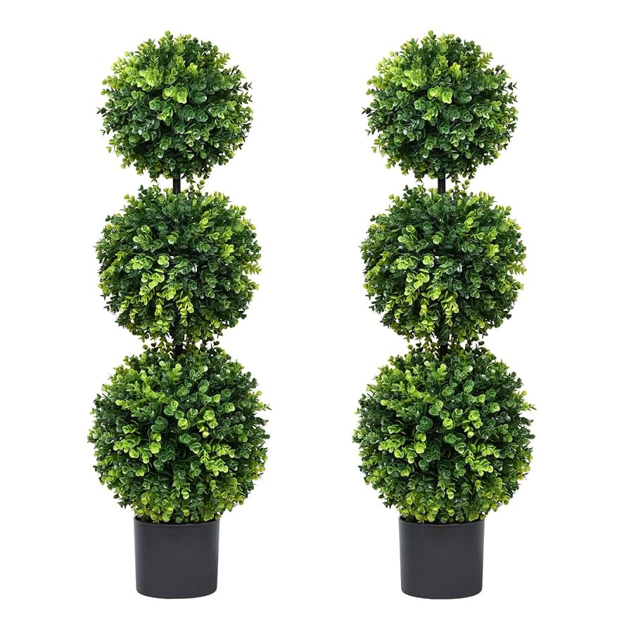 Lvydec 2 Pack Artificial Boxwood Topiary Tree, 3ft Topiary Ball Tree Potted Plants, Amazon Prime ... | Amazon (US)