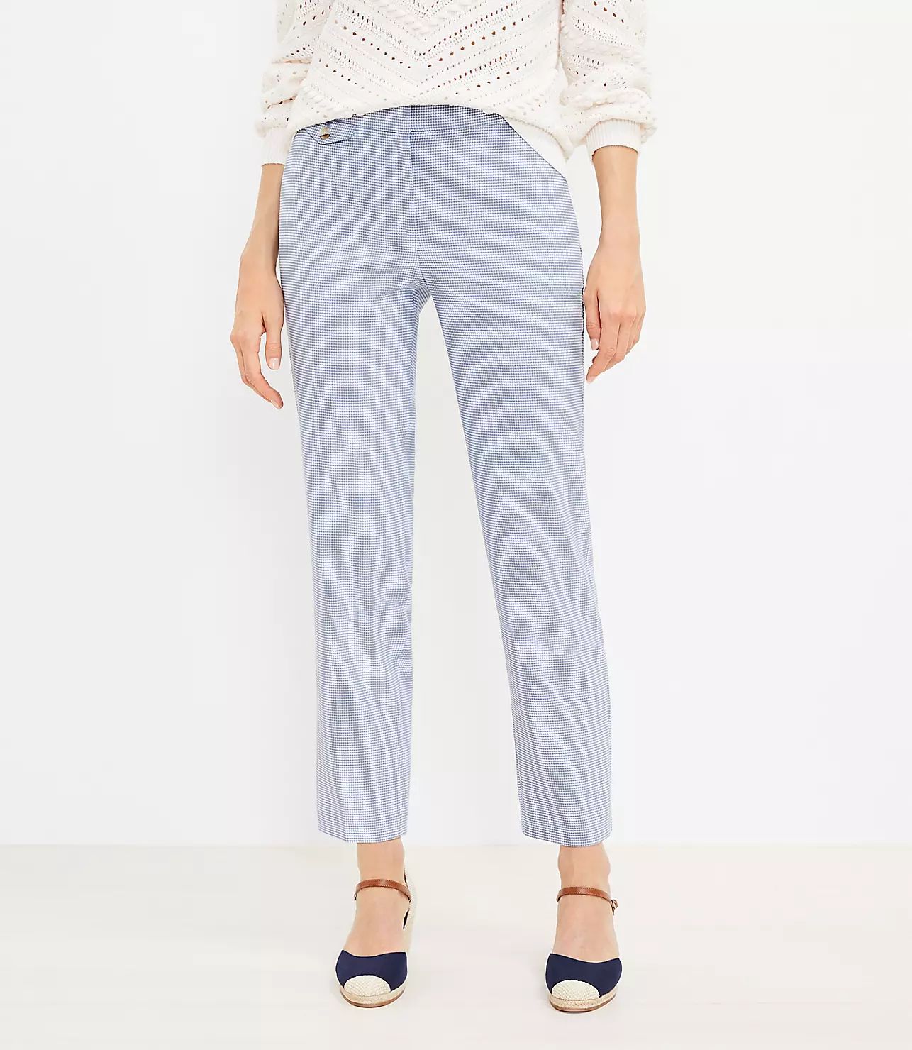 Curvy Button Pocket Slim Pants in Houndstooth | LOFT