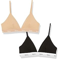 Hanes Women's Originals Crop Bralette Pack, Breathable Stretch Cotton Bras, 2-Pack | Amazon (US)