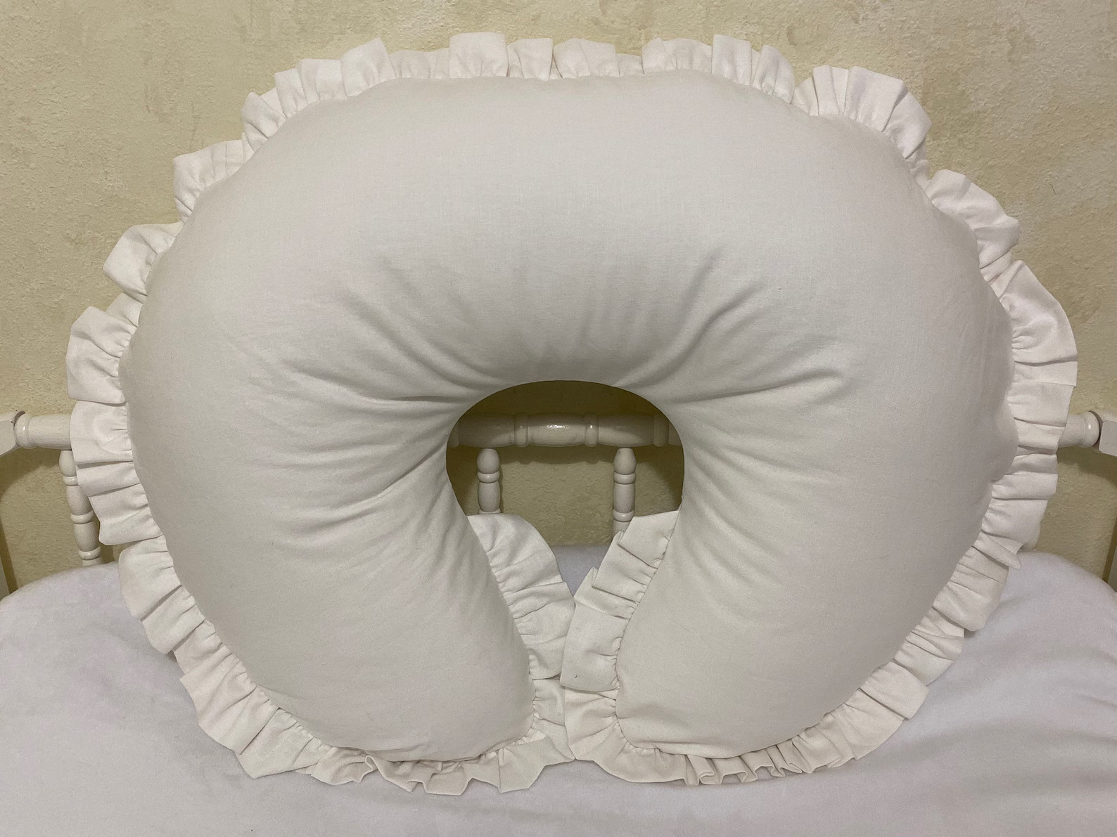 White Linen Nursing Pillow Cover With Ruffle, Baby Boy, Baby Girl Nursing Pillow Cover, Breastfee... | Etsy (US)