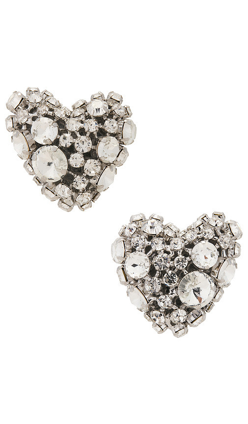 AREA Crystal Cluster Heart Earrings in Metallic Silver. | Revolve Clothing (Global)