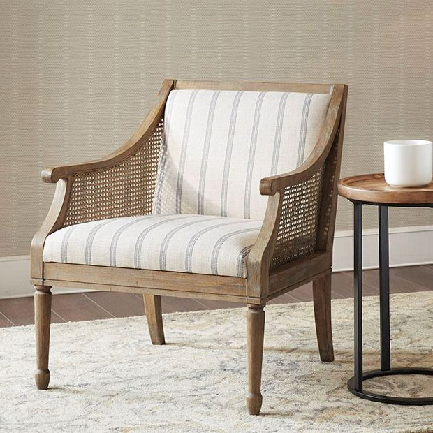 Lattice Side Upholstered Armchair | Antique Farm House