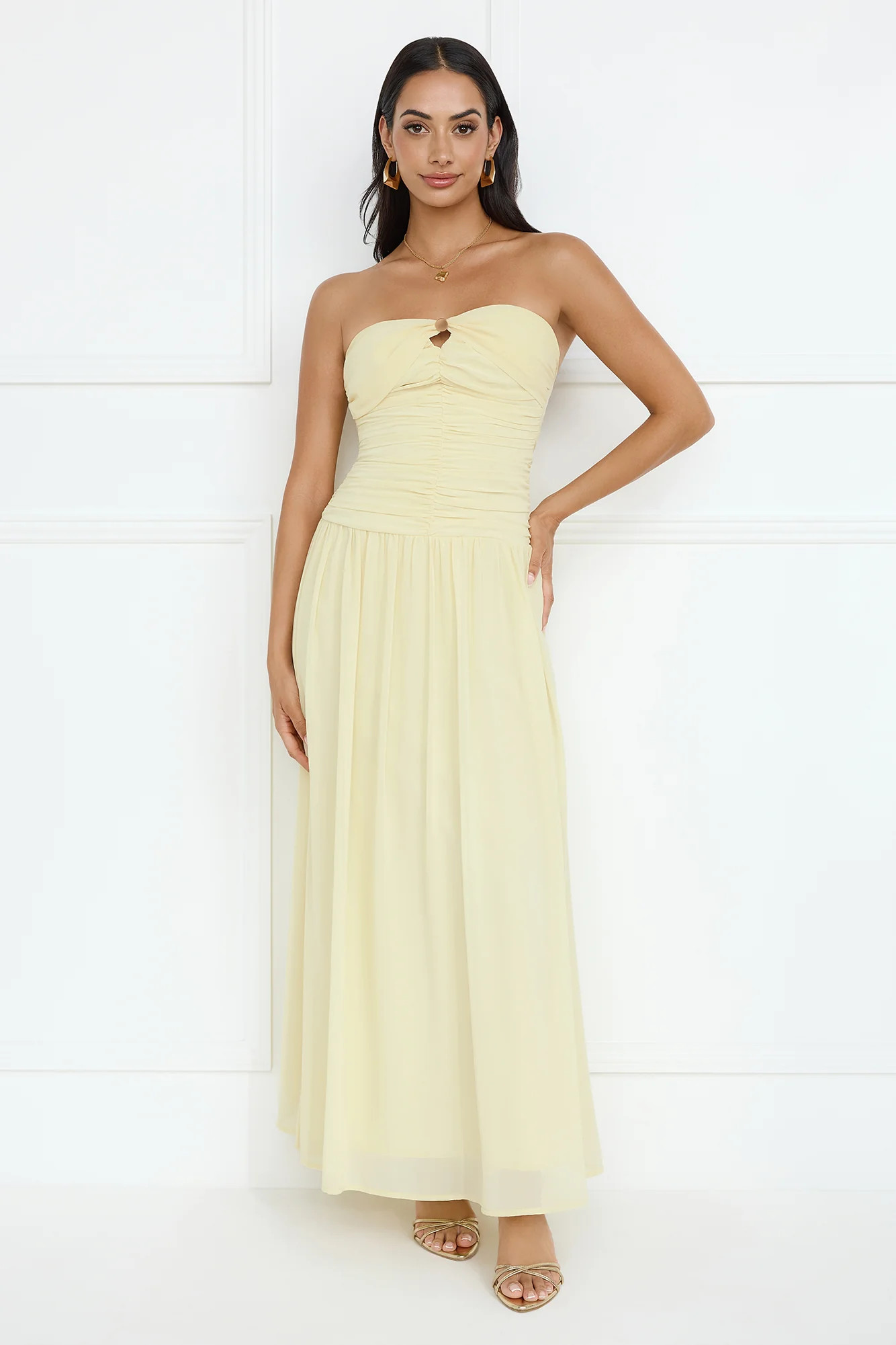 Enchanted Edit Strapless Maxi Dress Yellow | Hello Molly (AU)