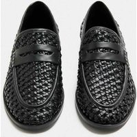 M&S Leather Woven Flat Loafers Black | Marks & Spencer (UK)